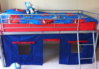 Mid Sleeper Grey Bed 3ft Single with Blue Red Tent for Kids - Metal Durable, and Customizable for Kids