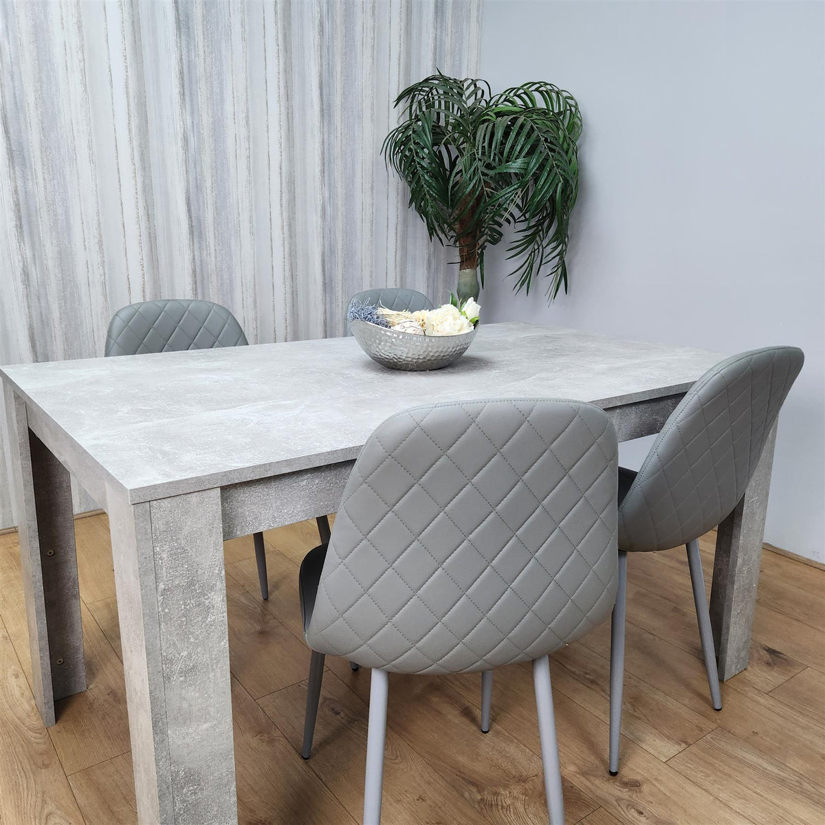 Wooden Rectangle Dining Table Sets with Set of 4 Chairs for Dining Room, Grey