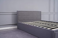 Ottoman Storage Bed 3ft Single Grey with 1 Mattress Wooden Fabric Bedroom