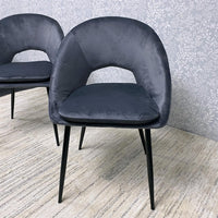 Grey Velvet Dining Chairs Set of 4 Modern Metal Legs for Living Room and Office