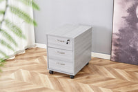 Grey Office Desk L-shaped with Mobile Storage Drawer Unit Wooden Room Furniture