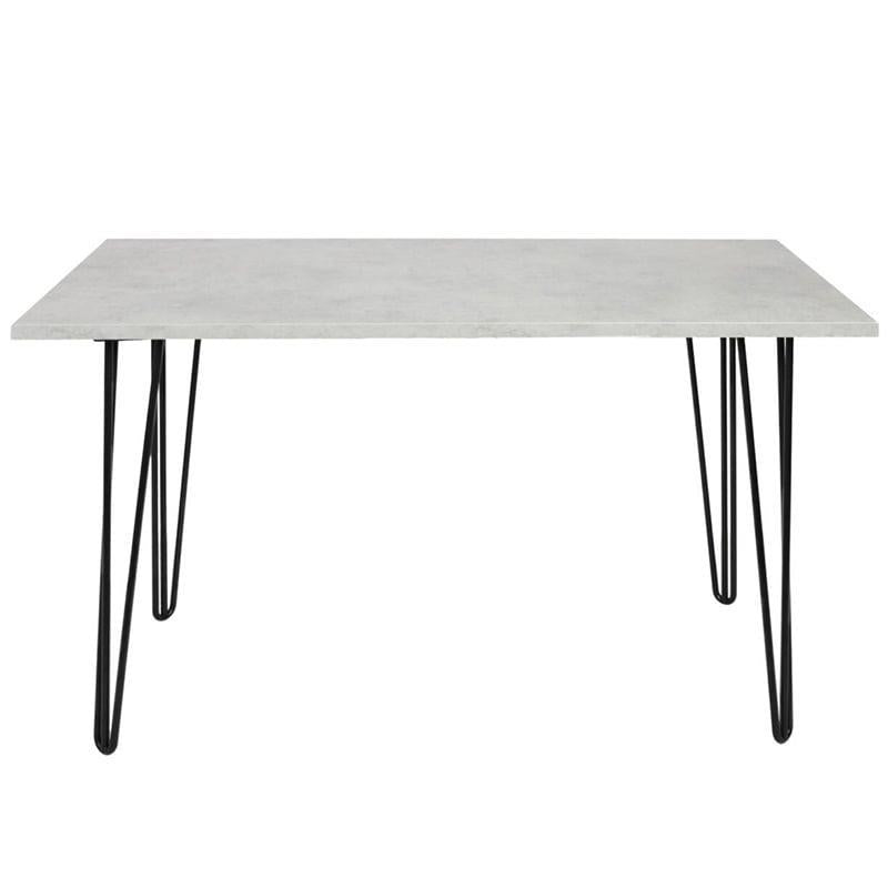 Grey Dining Table with Hairpin Legs, Bench & 4 Black Velvet Chairs Set For Kitchen & Dining Room