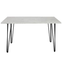 Grey Dining Table with Hairpin Legs, Bench & 4 Black Velvet Chairs Set For Kitchen & Dining Room