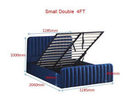 Ottoman Gas Lift Storage Bed 4ft Small Double with 1 Mattress Blue Velvet Bedroom