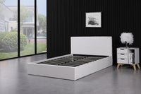 Ottoman Bed Gas Lift Storage Leather White 4ft Small Double Pine Wood Bedroom