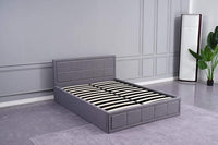 Ottoman Storage Bed 3ft Single Grey with 1 Mattress Wooden Fabric Bedroom