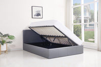 Ottoman Storage Bed grey 3ft single leather and 1 spring mattress bedroom furniture