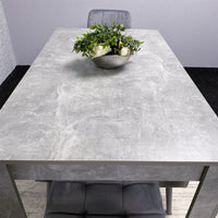 Grey Wooden Dining Table Set with 2 Grey Chairs and Benches - Dining Kitchen Room Furniture
