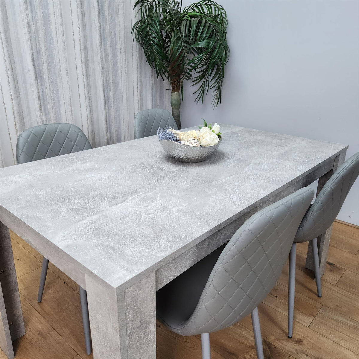 Wooden Rectangle Dining Table Sets with Set of 4 Chairs for Dining Room, Grey