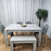 Wooden Rectangle Dining Table Sets with Set of 4 Chairs, a Bench, Grey