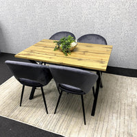 Brown Wooden Dining Table with 4 Grey Chairs - Dining Kitchen Room Furniture