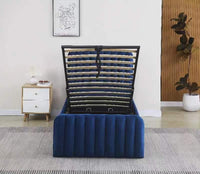 Ottoman Gas Lift Storage Bed 3ft Single and 1 Mattress Blue Velvet Bedroom