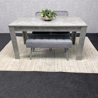 Grey Wooden Dining Table Set with 2 Grey Chairs and 1 Bench - Dining Kitchen Room Furniture
