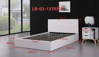 Ottoman Bed Gas Lift Storage Leather White 4ft6 Double with 1 Mattress Pine Wood Bedroom