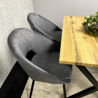 Brown Wooden Dining Table with 4 Grey Chairs - Dining Kitchen Room Furniture