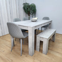 Wooden Rectangle Dining Table Sets with Set of 4 Chairs, a Bench, Grey