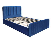 Ottoman Gas Lift Storage Bed 4ft6 Double Blue Velvet Bedroom Furniture