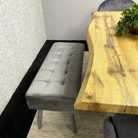 Wooden Rectangular Dining Table Set with Velvet Chairs & Wooden Benches