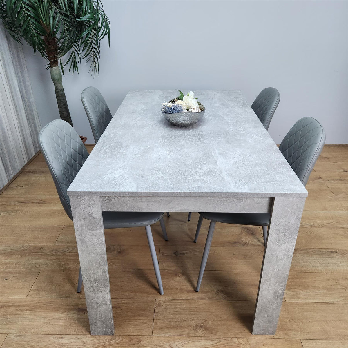 Wooden Rectangle Dining Table Sets with Set of 4 Chairs for Dining Room, Grey