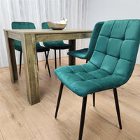 Dining Set of 4 Dining Table and 4 Green Velvet Chairs Dining Room Furniture