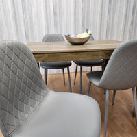 Dining Set of 4 Dining Table and 4 Grey Gem Patterned Stitiched Chairs
