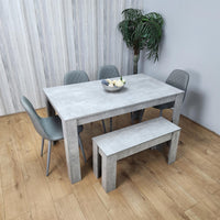 Wooden Rectangle Dining Table Sets with Set of 4 Chairs, a Bench, Grey