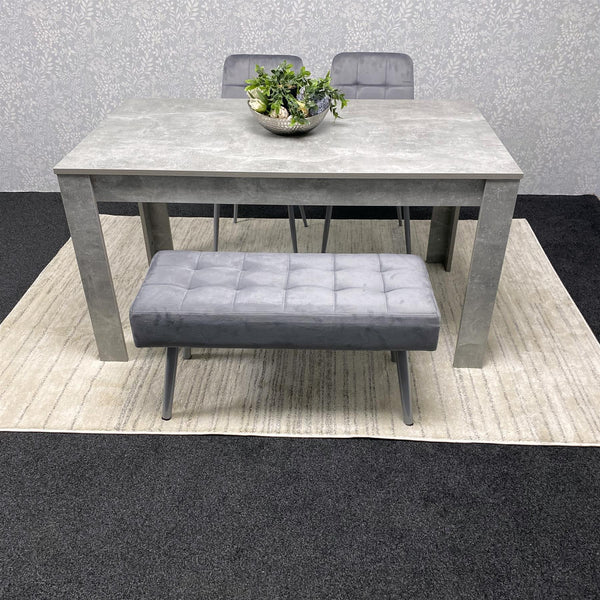 Grey Wooden Dining Table Set with 2 Grey Chairs and one Bench - Dining Furniture
