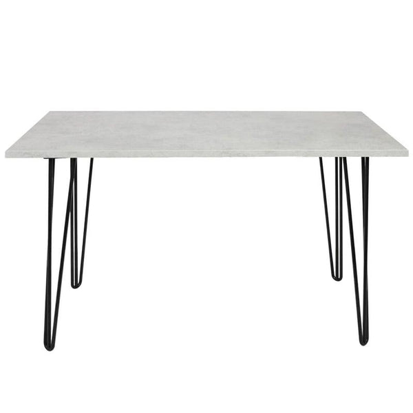 Grey Dining Table with Hairpin Legs & 4 Black Velvet Chairs Set for Kitchen & Dining Room