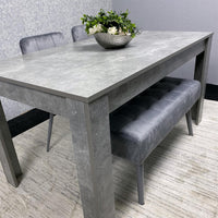 Grey Wooden Dining Table Set with 2 Grey Chairs and 1 Bench - Dining Kitchen Room Furniture