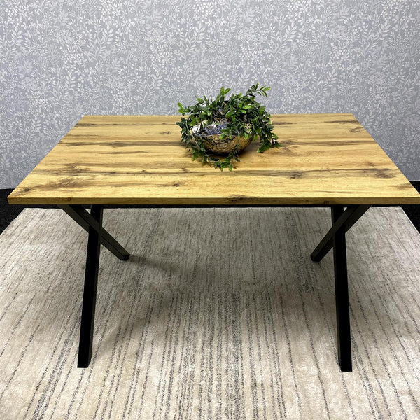 Wooden Dining Table With Metal Legs for Dining, Work, or Study