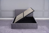 Ottoman Storage Bed Grey 4ft6 Double with 1 Mattress Wooden Fabric Bedroom Furniture