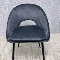 Grey Velvet Dining Chairs Set of 4 Modern Metal Legs for Living Room and Office