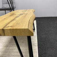 Wooden Dining Table with 2 Benches and 2 Grey Velvet Chairs