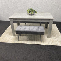 Grey Wooden Dining Table Set and 2 Benches with Metal Legs – Dining Kitchen Room Furniture