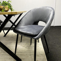 Brown Wooden Dining Table with 4 Grey Chairs - Dining Kitchen Room Furniture