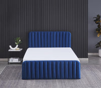 Ottoman Gas Lift Storage Bed 4ft Small Double with 1 Mattress Blue Velvet Bedroom
