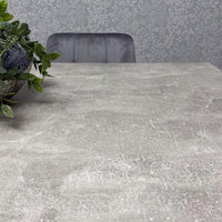 Grey Wooden Dining Table Hairpin Legs with 6 Grey Velvet Chairs - Dining Kitchen Room Furniture