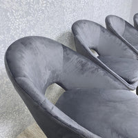 Grey Velvet Dining Chairs Set of 4 Modern Metal Legs for Living Room and Office