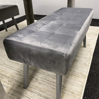 Grey Wooden Dining Table Set and 2 Benches with Metal Legs – Dining Kitchen Room Furniture
