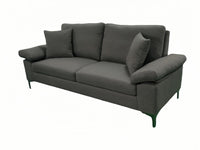 Modern One, Two & Three Seater Sofa Blue & Grey Fabric with Chrome Feet - Comfortable Couch with Cushion for Living Room, Bedroom or Office