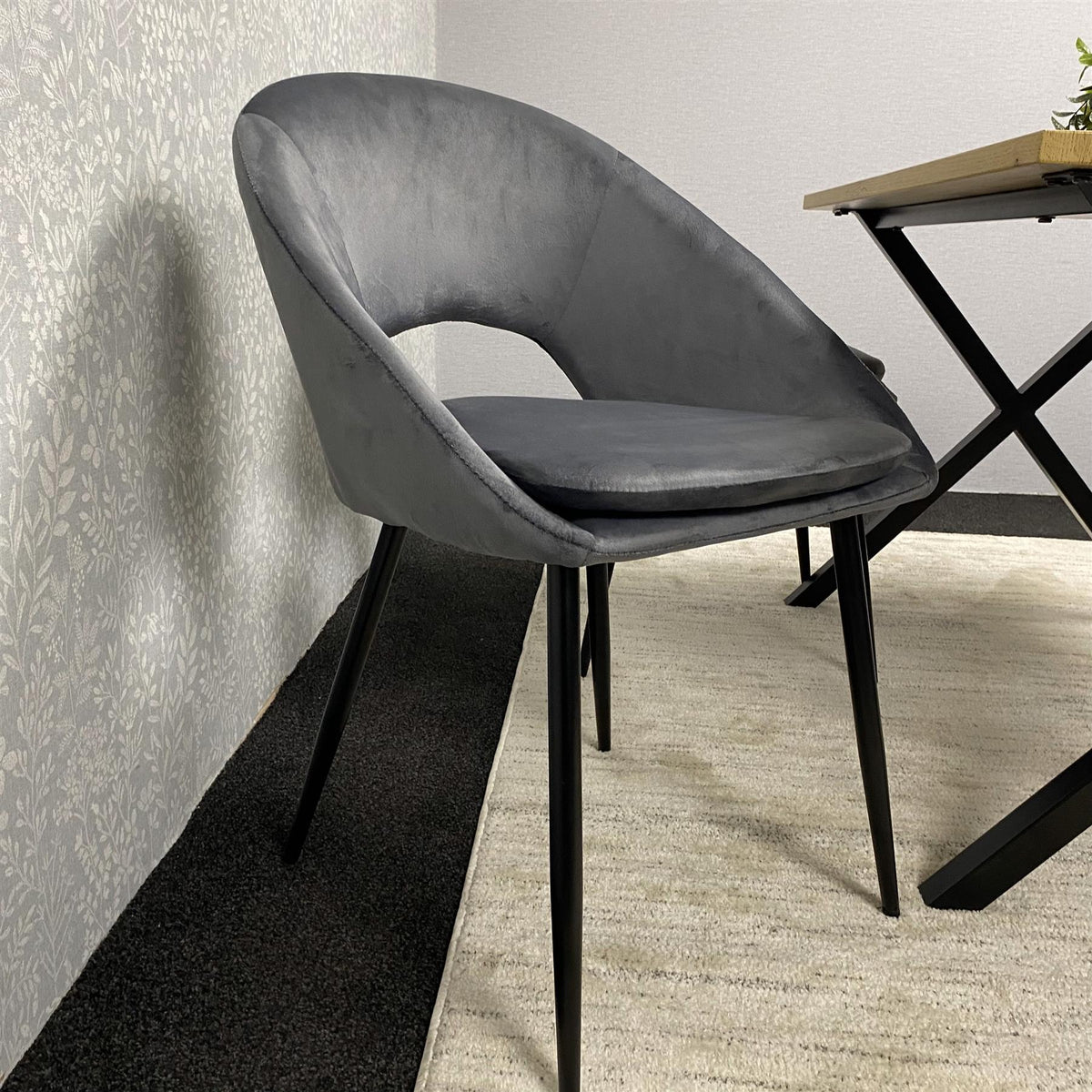 Brown Wooden Dining Table with 2 Grey Chairs and Bench - Dining Kitchen Room Furniture
