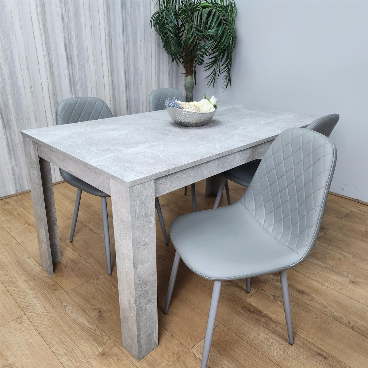 Wooden Rectangle Dining Table Sets with Set of 4 Chairs for Dining Room, Grey