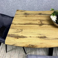 Wooden Rectangular Dining Table Set with Velvet Chairs & Wooden Benches