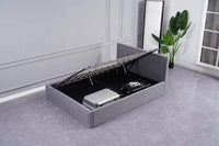 Ottoman Storage Bed Grey 4ft6 Double with 1 Mattress Wooden Fabric Bedroom Furniture