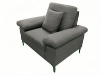 Modern One, Two & Three Seater Sofa Blue & Grey Fabric with Chrome Feet - Comfortable Couch with Cushion for Living Room, Bedroom or Office