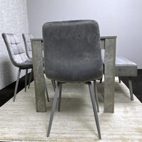 Grey Wooden Dining Table Set with 4 Grey Chairs and 1 Bench - Dining Kitchen Room Furniture