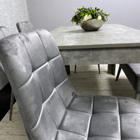 Grey Wooden Dining Table Set with 4 Grey Chairs and 1 Bench - Dining Kitchen Room Furniture