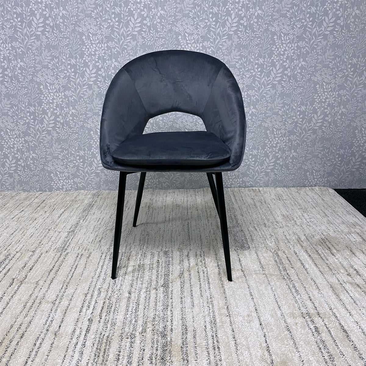 Set of 2 Grey Velvet Dining Chair Modern Metal Legs for Living Room and Office