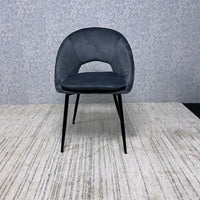 Set of 2 Grey Velvet Dining Chair Modern Metal Legs for Living Room and Office