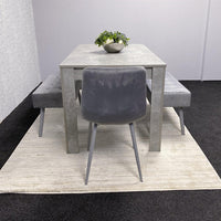 Grey Wooden Dining Table Set with 2 Grey Chairs and Benches - Dining Kitchen Room Furniture